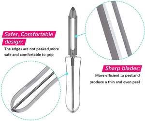 Pelador de Frutas y Verduras Giratorio Multifuncional, Pelador de Frutas Mágico Trio con Cuchilla de Acero Inoxidable - Product Image 2