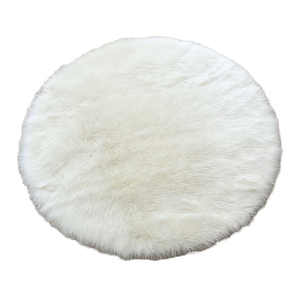 Tappeto Rotondo Moderno 60cm in Finta Pelliccia, Antiscivolo, Lavabile, per <span class=keywords><strong>Soggiorno</strong></span> - Product Image 1