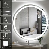 Miroir de beauté intelligent de luxe avec lumières LED capteur de corps de cadre en verre pour décoration murale de salle de bain miroir rond moderne