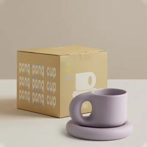 Nordic Style Solid Color High Ceramic Coffee Mug Creative Novelty <b>Cup</b> Saucer <b>Set</b> Dishwasher Microwave Safe Includes Spoon - Product Image 2