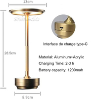 Offre Spéciale Lampe de Table Tactile LED Rechargeable pour Salle à Manger, Hôtel, Bar, Café – Design Galvanisé Décoratif