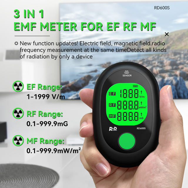 RD600S High Accuracy EMF Meter Portable Electromagnetic Field Radiation Detector 3-in-1 Ghost Hunting Paranormal Equipment