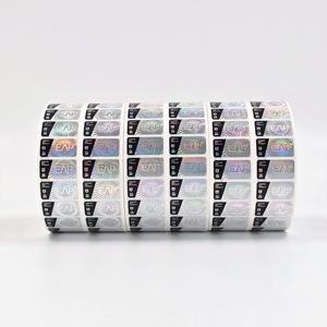Rouleau d'étiquettes de sécurité holographiques inviolables, autocollants anti-contrefaçon personnalisés avec logo de blason, authentification du produit authentique - Product Image 3