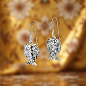 Boucles d'oreilles pendantes en argent sterling avec ailes d'ange pour femmes, bijoux religieux chrétiens, à porter au quotidien, boucles d'oreilles pendantes raffinées - Product Image 2