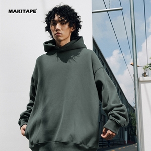 HG242C Sweat à capuche oversize en coton lourd de haute qualité 350GSM avec poche latérale cachée Motif uni pour l'automne - Product Image 1
