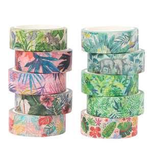 Ruban Washi de style asiatique du Sud-Est, plantes vertes de la forêt tropicale, impression numérique, autocollants décoratifs pour journal DIY - Product Image 4