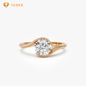 <span class=keywords><strong>Bague</strong></span> de fiançailles en diamant de laboratoire taille 7, <span class=keywords><strong>or</strong></span> jaune 1 carat 14k, <span class=keywords><strong>or</strong></span> véritable, taille ronde, sertie clos, alliance de mariage, certifiée GIA, pour femme - Product Image 3