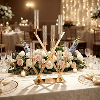 LEDA Nouveau design, chandelier en métal doré et argenté à 16 bras en forme de X, centre de table pour mariage, décoration d'événements