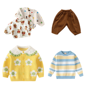 Nouveaux vêtements en coton pour enfants, mignons, automne-hiver, sweat-shirt et pantalon pour enfants avec motif d'ours et de fleurs, vêtements pour bébés - Product Image 2