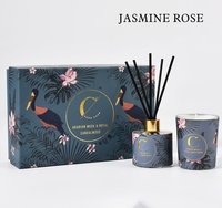 Großhandel Luxus-Heimdekor Reed-Diffusor-Set aus Sojawachs Duftkerze & Aromatherapie-Geschenkbox mit Stäbchenmuster-Design