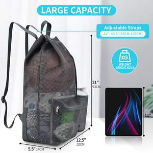 Muestra Gratis, Mochila Grande Unisex para Adultos, Bolsa de Natación para Niños, Mochila Impermeable para Nadadores, Malla Negra, las Mejores Bolsas de Natación para Nadadores - Product Image 2