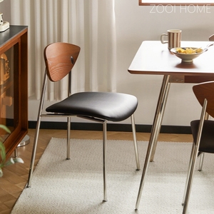 Nordic Metal <b>Backrest</b> Chair With Leather Seat For Dining Room Adult Use - Product Image 6