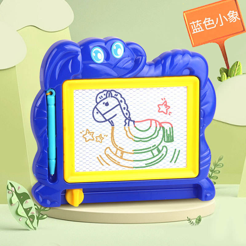 Colorful baby elephant drawing board blue