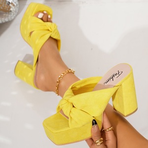Sandalias de plataforma con punta cuadrada y nudo para mujer, con tacón grueso, para ocasiones de noche y discoteca. - Product Image 4