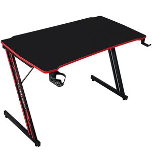 Bureau de jeu PC 120 cm Z-RED avec finition rouge - Largeur <span class=keywords><strong>1m20</strong></span>, table d'ordinateur style carbone avec porte-gobelet et support pour casque - Product Image 2