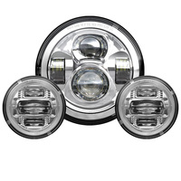Système d'éclairage de moto Phare LED de 7 pouces avec phares antibrouillard auxiliaires de 4.5 pouces pour accessoires Harley Davidson