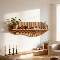 Étagère murale suspendue en bois massif sculpté ML-WD035, personnalisable, style européen moderne, durable, multifonctionnelle, pour salle de bain, garage