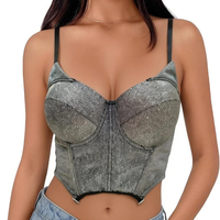 Bustier Corset Court Sculptant pour Femme à Bretelles Dos Ouvert et Fermeture Éclair au Dos