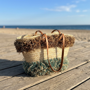 Natural Baskets Handmade Straw Weaving Basket Natural Color Fringe Design Beach Style Storage Container Christmas Halloween - Product Image 6