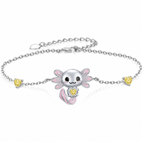 SPJ 2026 Nouveau Bracelet Charme Axolotl en Argent Sterling S925, Bijou Animal Mignon de Dessin Animé, Cadeau pour Femme, Vente Directe Usine