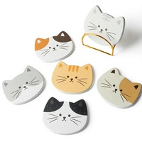 Maison et cuisine, sous-verre et tapis de séchage pour vaisselle en terre de diatomée à motif chat mignon, absorption rapide de l'eau