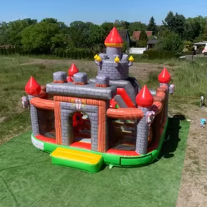 Casa de rebote inflable de Castillo Medieval comercial con obstáculos Parque infantil colorido al aire libre para niños - Product Image 6