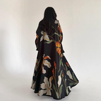 Vente en gros Abaya Dubaï 2026, ensemble 2 pièces Abaya et Hijab à imprimé floral, robes modestes d'été, Abaya ouverte, vêtements islamiques
