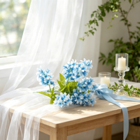 Bouquet de fleurs artificielles réalistes bleu et blanc, tiges en plastique, feuilles vertes, décoration pour la Saint-Valentin, Pâques, la maison, les mariages et les fêtes
