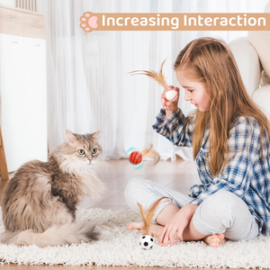 New Rubber <b>Interactive</b> <b>Cat</b> <b>Toy</b> Elastic Feather Chicken Fur Ball Eco-Friendly Modern <b>Cat</b> Teaser Self-Hi Boredom Relief Supplies - Product Image 4