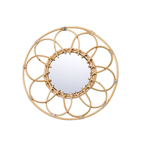 Handmade Round Wicker Decorative <b>Mirror</b> Natural Color Wall <b>Hanging</b> Home Entryway Artistic Makeup <b>Mirror</b> 1PC - Product Image 4