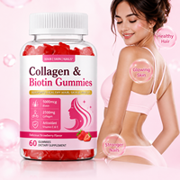Gummies Beauté Cheveux Peau Ongles Soutien Collagène Biotine Vitamines C E 5000mcg Cliniquement Sélectionnées Marque Blanche OEM 60 Pièces Bouteille