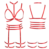 Pakaian Fetish Bdsm Korset Sabuk Goth Harness Kaki Bra Wanita Seksi Elastis Berongga Lingerie Bondage Seluruh Tubuh N0102