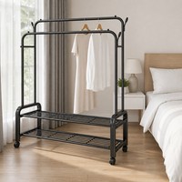 Barre de penderie en acier robuste de 130 cm de long avec grand espace de suspension pour vêtements, robes, manteaux, chemises – Look épuré et élégant