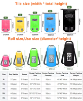 Sac étanche personnalisé avec logo, en bâche imperméable, de 2L à 30L, avec séparation humide/sèche, pliable, portable, pour kayak, vélo, natation