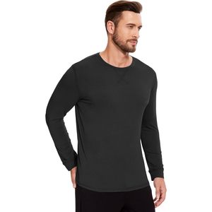 T-shirt de nuit à manches longues en viscose de bambou pour homme, doux et confortable, haut de pyjama - Product Image 4