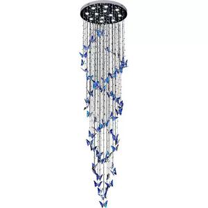 Lampe d'escalier en cristal moderne luxueuse papillon cristal salon chambre à coucher lampe immeuble d'appartements lustre papillon - Product Image 5