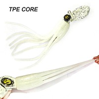 Leurre de pêche Alpha 84g-625g UV Glow TPE Squid Skirt Jig avec tête d'octopus 3D bionique et double hameçons assistants pour la pêche en haute mer depuis un bateau