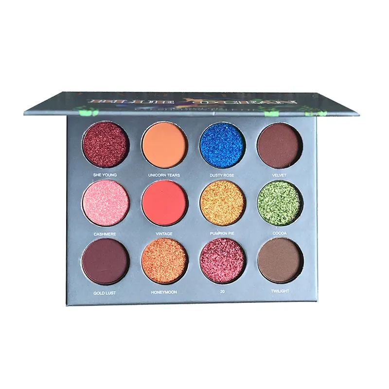 Eye Shadow Box 12 Colors All Set Glitter Eyeshadow Palette Private Label Customizition Easy Deep Dazzling Eyes