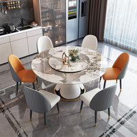 Luxuriöses Quarzit Modernes Minimalistisches Marmor-Esstisch-Stuhl-Set Drehbarer Beistelltisch Verstellbare Wohnmöbel für Zuhause