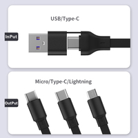 Câble de charge rapide 66W OEM 5 en 1 plat double rétractable USB/Type-C vers Micro/8 broches/Type-C pour iPhone Samsung Téléphone portable