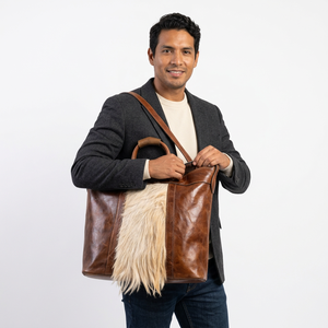 Premium Genuine Leather Vintage Unisex Travel <b>Luggage</b> Tote Bag with Drawbar Fashionable Daily Carry-On Soft Shell Zipper Closure - Product Image 3