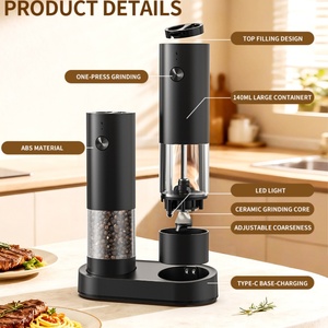Hot Selling Usb Rechargeable Large Capacity Adjustable Plastic Electric Salt <b>Pepper</b> <b>Grinder</b> Set Ceramic Salt <b>Grinder</b> - Product Image 4
