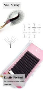 Extensions de cils <span class=keywords><strong>Hilash</strong></span> E80-E89 en PBT faites à la main, logo personnalisé, tige en coton noir brillant, épaisseur 0,07 mm, naturelles, vente en gros - Product Image 2