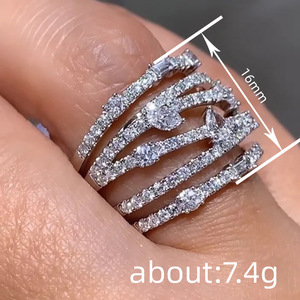 Anello a Goccia Geometrico Stratificato con Cristalli per Donna, Elegante Accessorio Moda Quotidiano e da Festa - Product Image 4