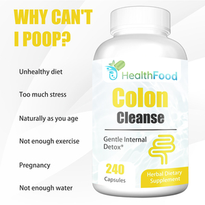HealthFood Colon Cleanse 240 Capsules <b>Herbal</b> Dietary <b>Supplement</b> with Senna Leaf Powder Gentle Internal Detox Intestinal Support - Product Image 4