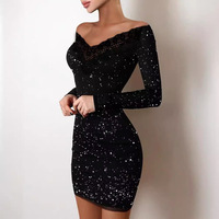 Robe de soirée vintage asymétrique noire en dentelle, ajustée, au-dessus du genou, style européen et américain, pour femme, couvrant les hanches