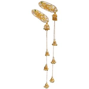 Zoryn Kamishiro <b>Hair</b> <b>Clip</b> Earrings <b>Diamond</b>-Inlaid Alloy Electroplated Oval Flower Bell Tassel Ethnic Style Light Luxury Elegant - Product Image 5