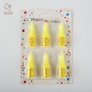 Juego de velas de botella de champán personalizadas <span class=keywords><strong>para</strong></span> <span class=keywords><strong>cumpleaños</strong></span>, velas decorativas de fiesta creativas con forma de botella de vino de cera de parafina - Product Image 4