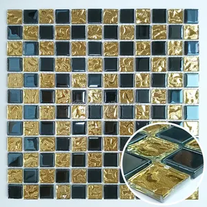 Gold mischung Splitter Glanz Galvanik Mosaik Glasscheiben Badezimmer Küche Back Splash Wandfliesen farbiges Glasmosaik