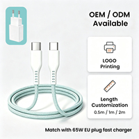 Cable de Carga Rápida USB C a USB C de 60W con Trenzado de Nailon, Compatible con Adaptador de Carga Tipo C Estándar Europeo de 65W PD